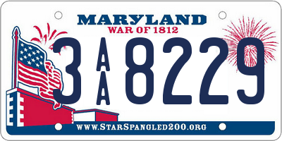 MD license plate 3AA8229