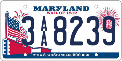 MD license plate 3AA8239