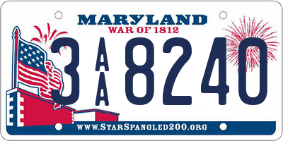 MD license plate 3AA8240