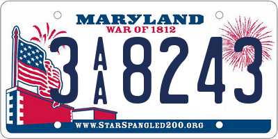 MD license plate 3AA8243