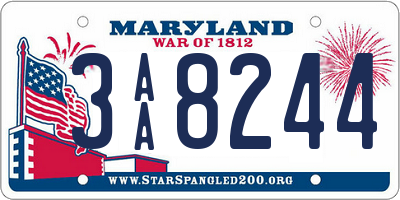 MD license plate 3AA8244