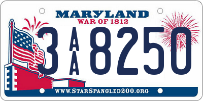 MD license plate 3AA8250