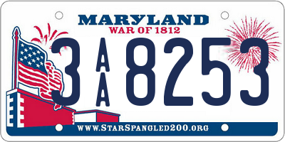 MD license plate 3AA8253