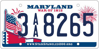 MD license plate 3AA8265