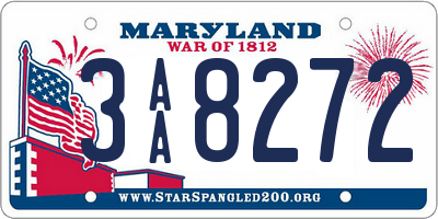 MD license plate 3AA8272