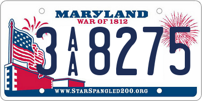 MD license plate 3AA8275