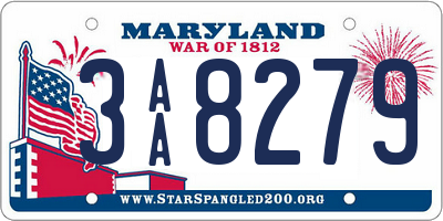 MD license plate 3AA8279