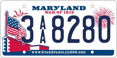 MD license plate 3AA8280