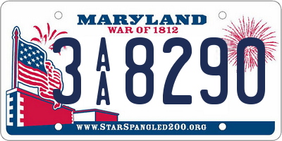 MD license plate 3AA8290