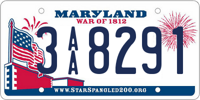 MD license plate 3AA8291