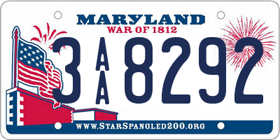 MD license plate 3AA8292