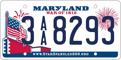 MD license plate 3AA8293