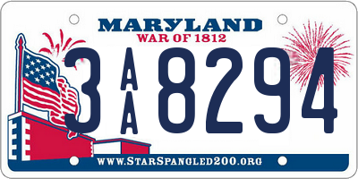 MD license plate 3AA8294
