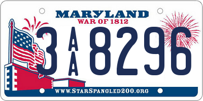 MD license plate 3AA8296