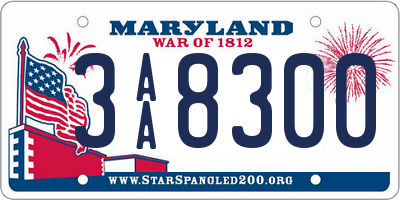 MD license plate 3AA8300