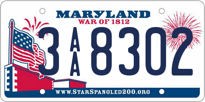 MD license plate 3AA8302