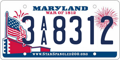 MD license plate 3AA8312