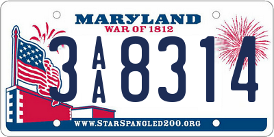 MD license plate 3AA8314