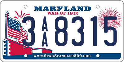 MD license plate 3AA8315