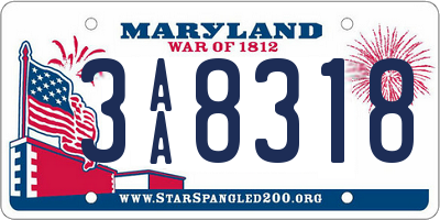 MD license plate 3AA8318