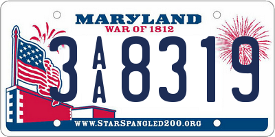 MD license plate 3AA8319