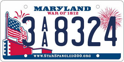 MD license plate 3AA8324