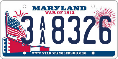 MD license plate 3AA8326