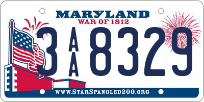 MD license plate 3AA8329