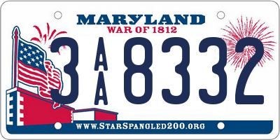 MD license plate 3AA8332