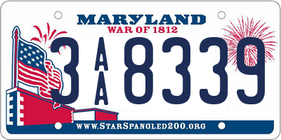 MD license plate 3AA8339