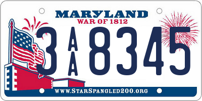 MD license plate 3AA8345