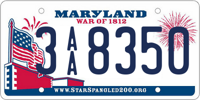 MD license plate 3AA8350