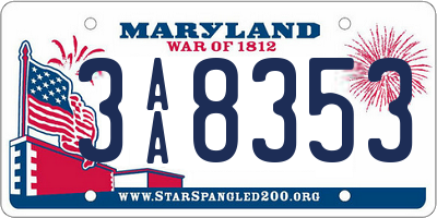 MD license plate 3AA8353