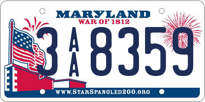 MD license plate 3AA8359