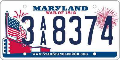 MD license plate 3AA8374