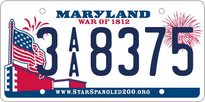 MD license plate 3AA8375