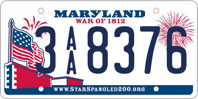 MD license plate 3AA8376