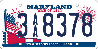 MD license plate 3AA8378