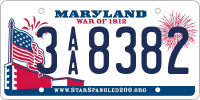 MD license plate 3AA8382