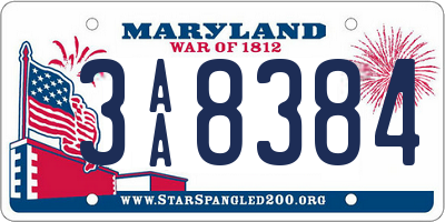 MD license plate 3AA8384