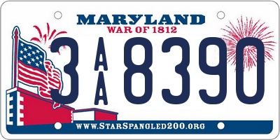 MD license plate 3AA8390