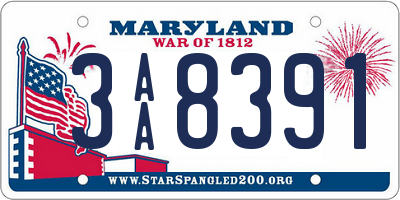 MD license plate 3AA8391