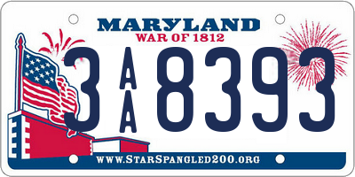 MD license plate 3AA8393