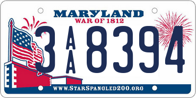 MD license plate 3AA8394