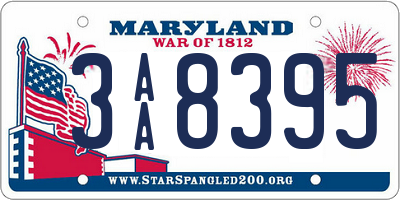 MD license plate 3AA8395