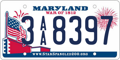 MD license plate 3AA8397