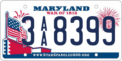 MD license plate 3AA8399