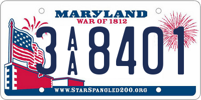 MD license plate 3AA8401