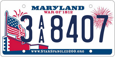 MD license plate 3AA8407