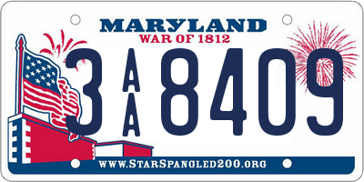 MD license plate 3AA8409